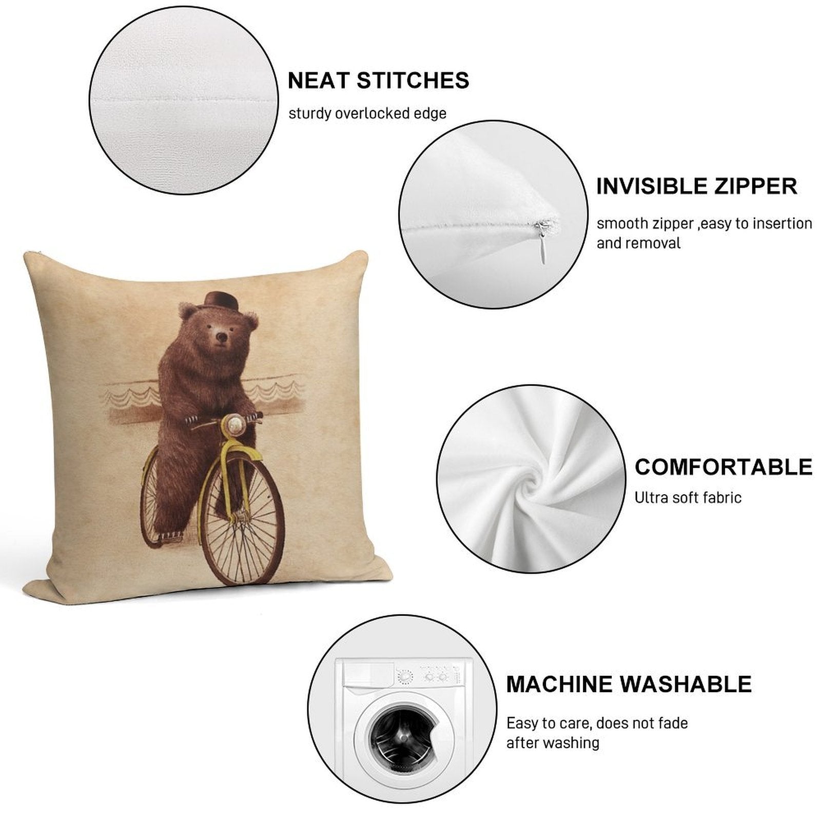 Barnabus Soft Short Plush Fabric Throw Pillow