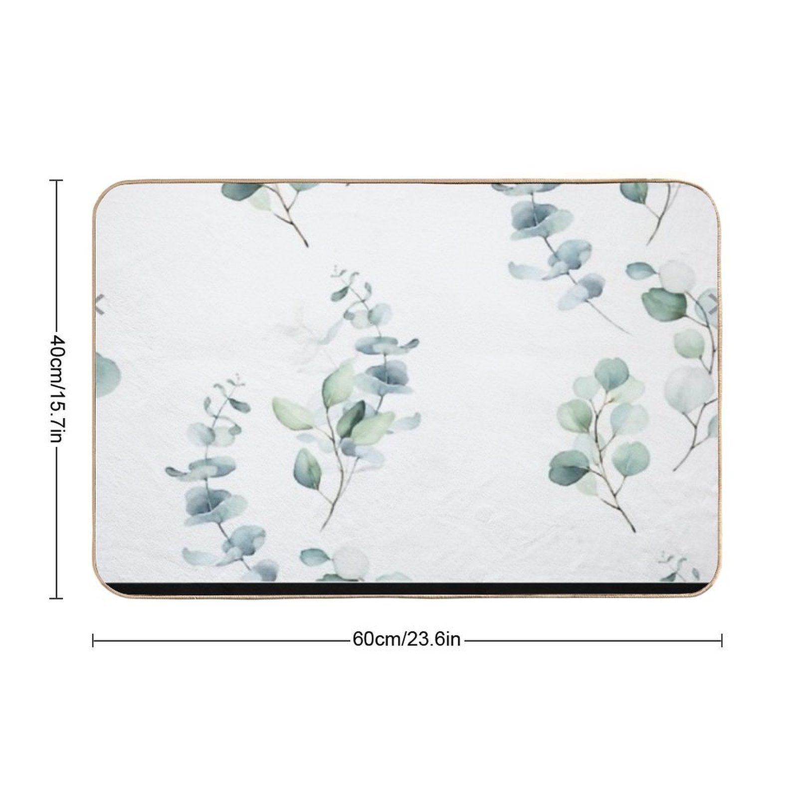 Floral Trailing Eucalyptus in Soft Greens Plants Leaves  Eco-Friendly Bath Mat