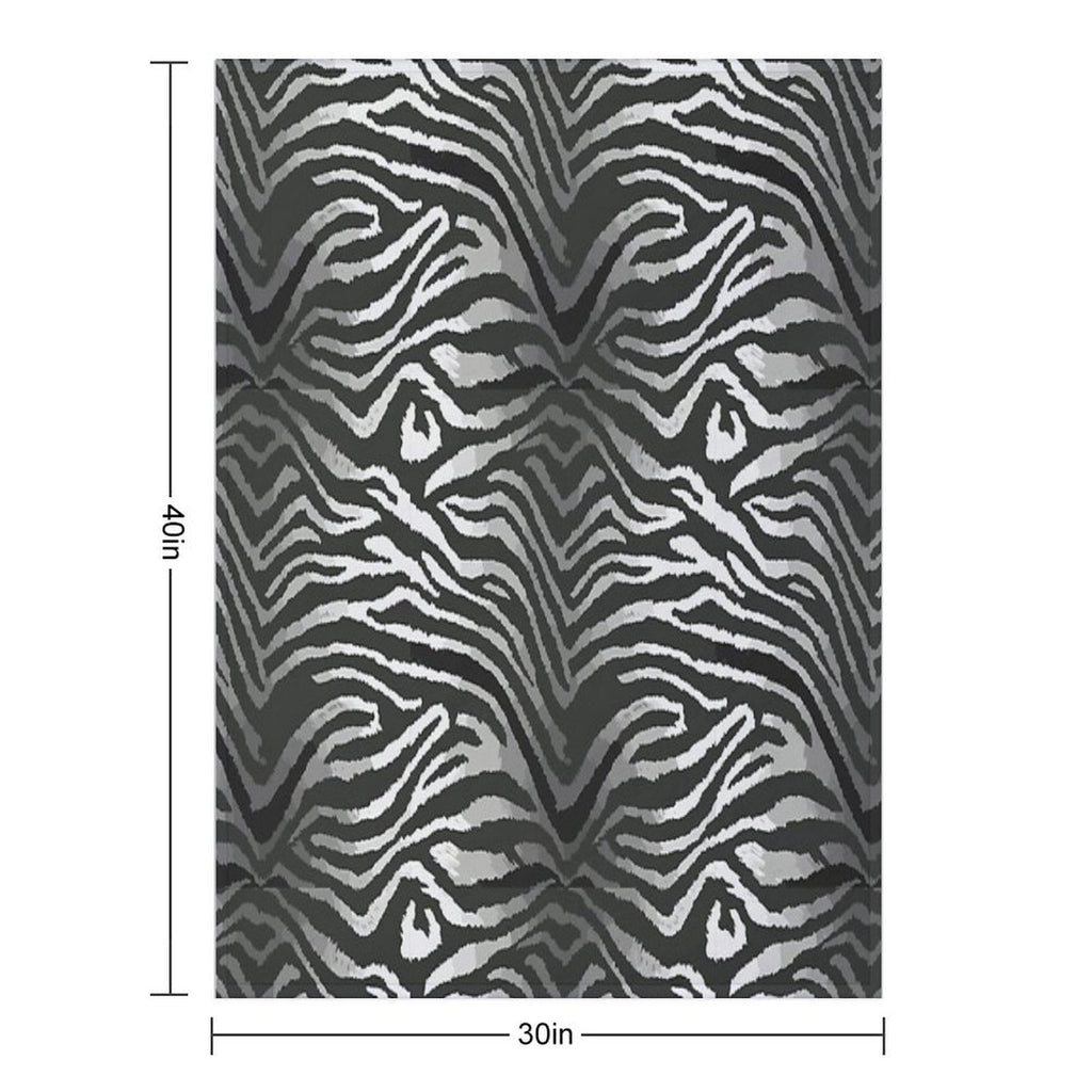 Black And White Seamless Pattern with Tiger Skin, Seamless Tiger Stripe Pattern, Wild Animal Tiger Head Face Mascot Design Vecto Quick-dry Throw Blanket