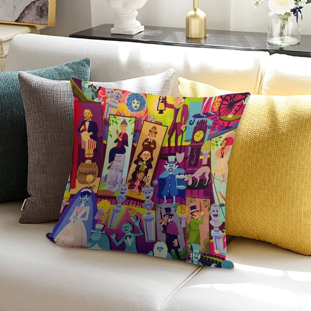 Retro Mansion Collage Soft Ultra-Soft Texture Throw Pillow