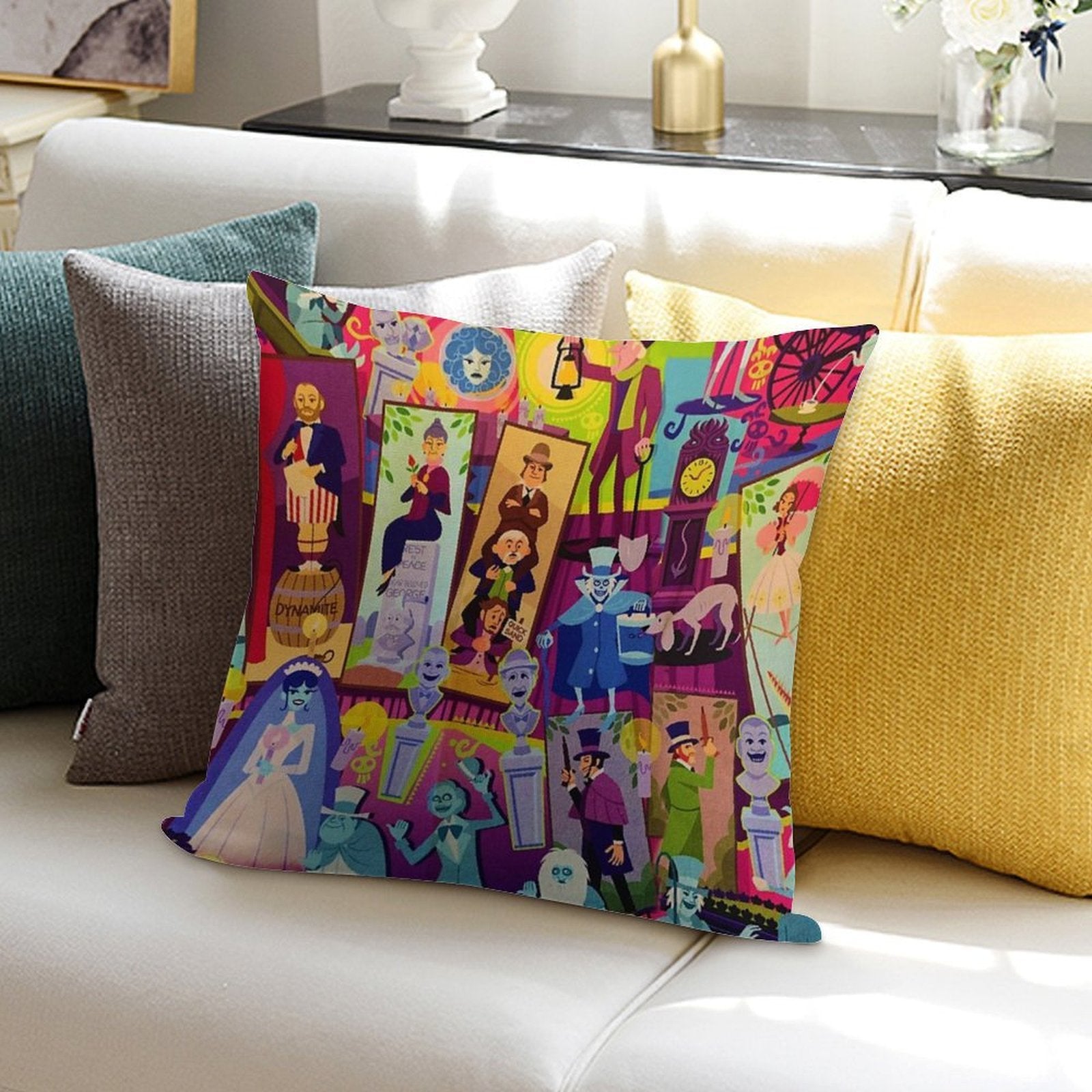 Retro Mansion Collage Soft Ultra-Soft Texture Throw Pillow
