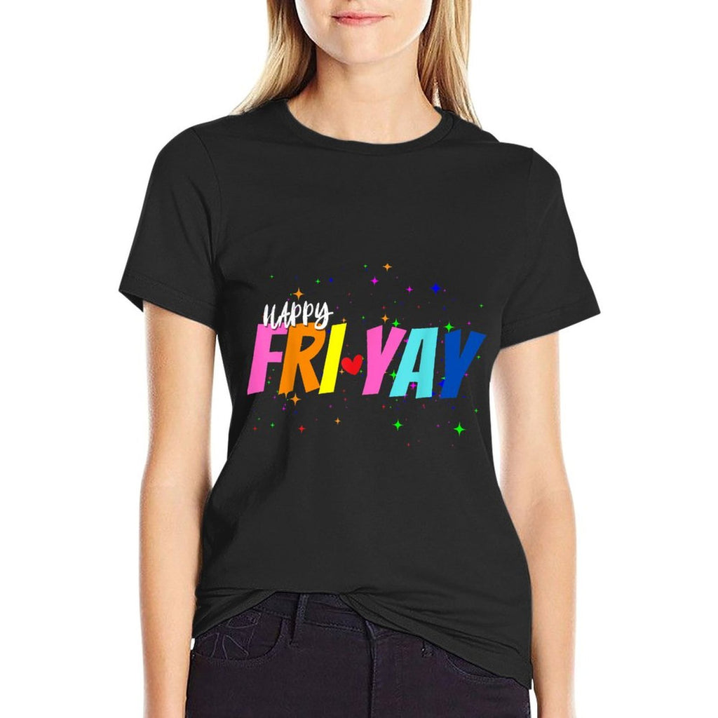 Happy Fri-Yay Friday Lovers Funny Teacher FriYay Men Women Girls Kids  Heathered Texture T-Shirt
