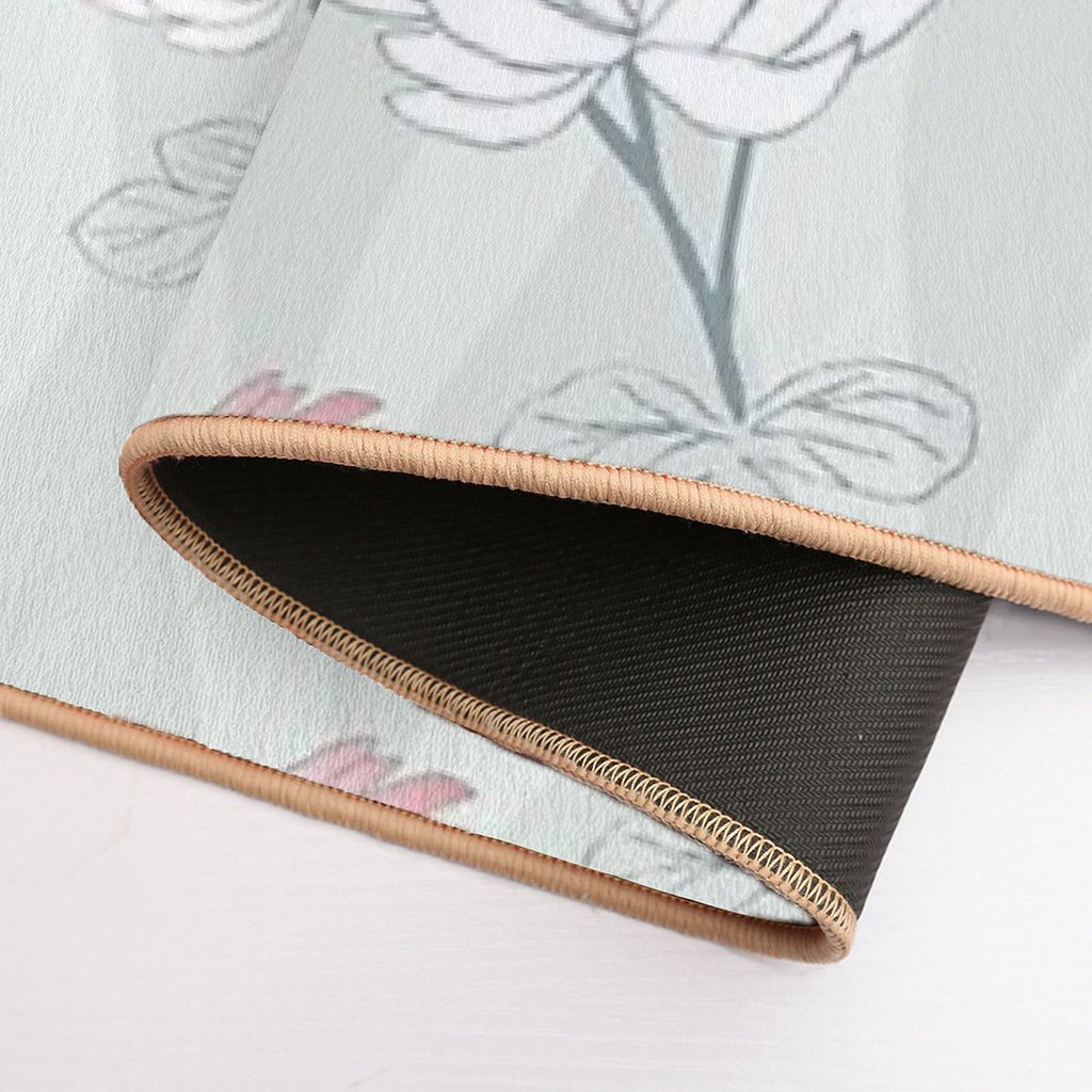 Bold Minimal Floral in Sage And Pink  Absorbent Bath Mat