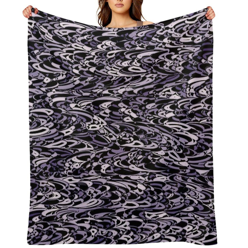 Abstract Purple Black - 7894 Plush Throw Blanket