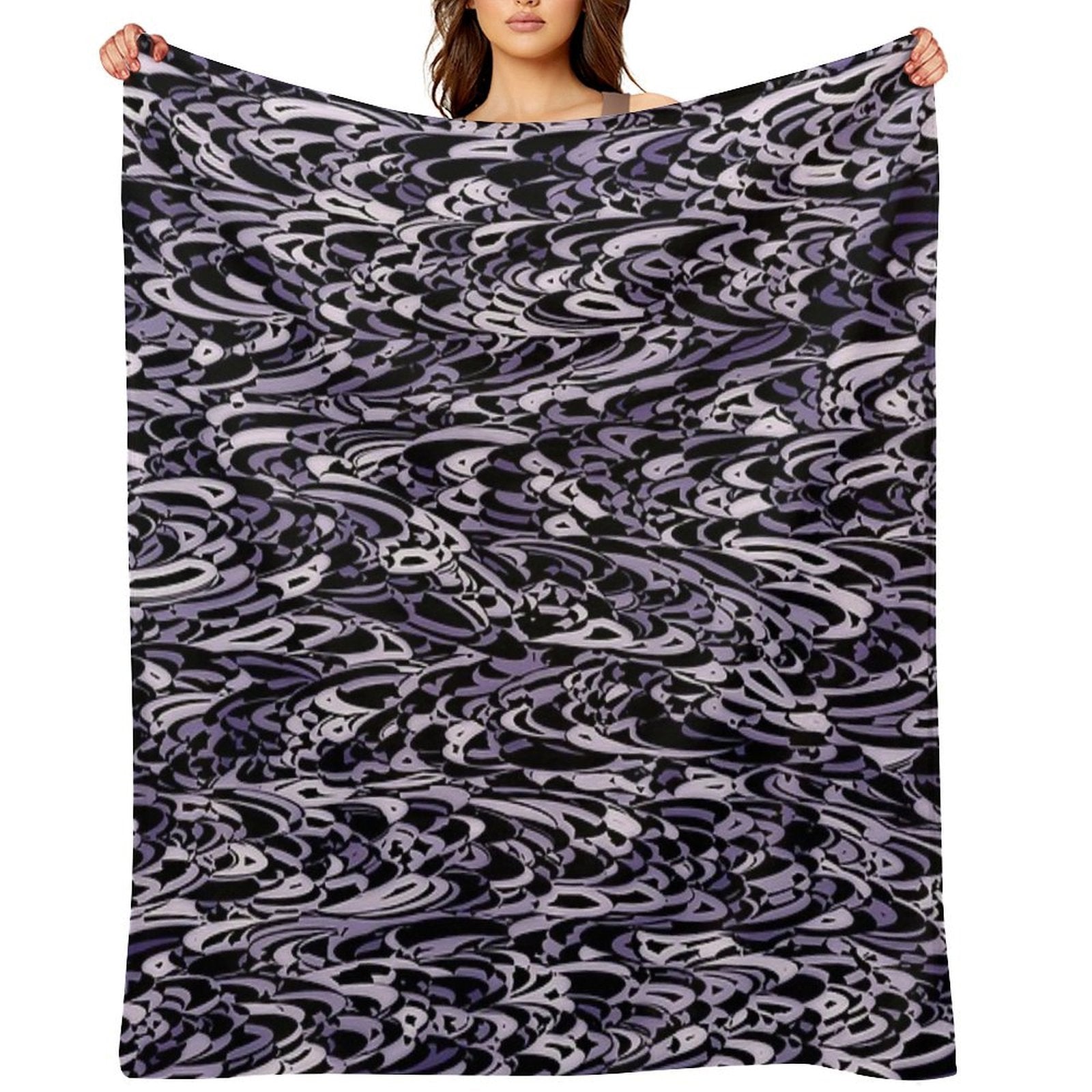 Abstract Purple Black - 7894 Plush Throw Blanket
