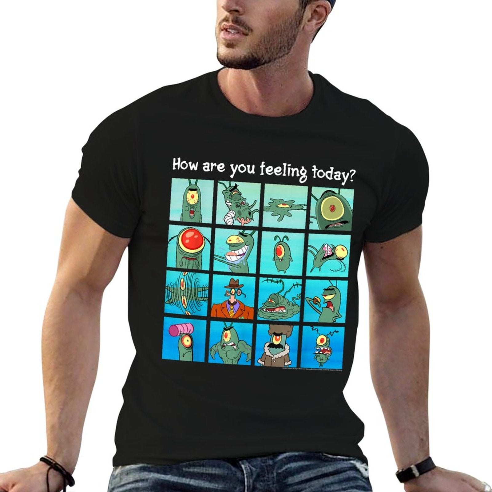 SpongeBob SquarePants Plankton How Are You Feeling Cartoon  Summer-ready Fabric T-Shirt