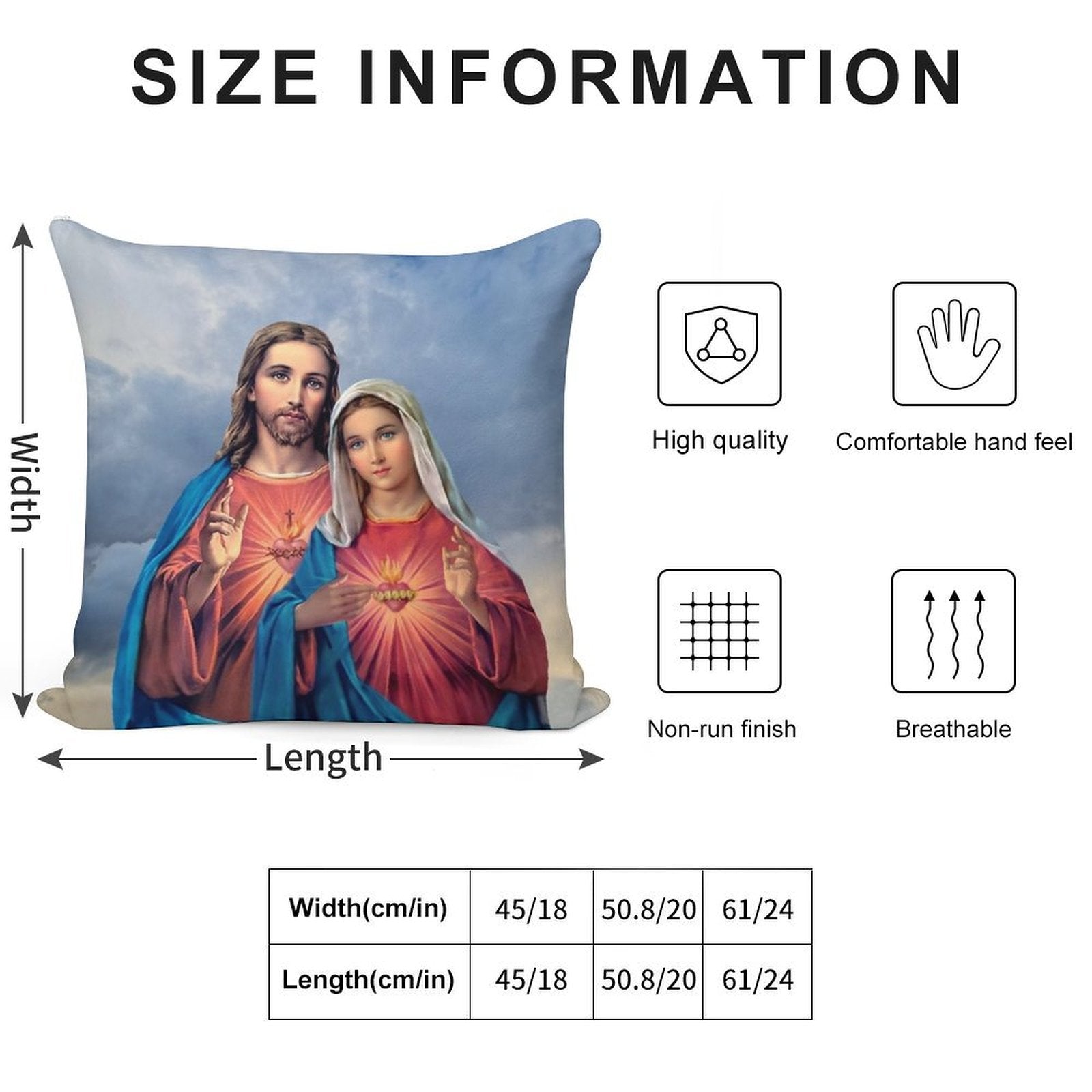 Twin Hearts Very Close Together - I (Jesus And Mary) Sky Background Soft Hidden Zipper Throw Pillow