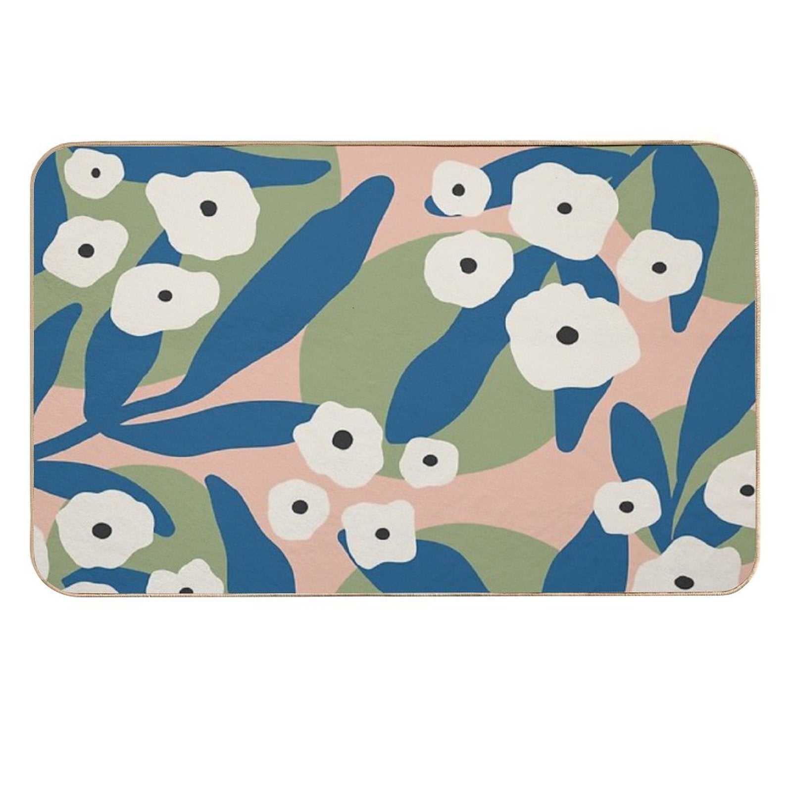 Flower Market Tokyo, Colorful Retro Floral Print  Absorbent Bath Mat