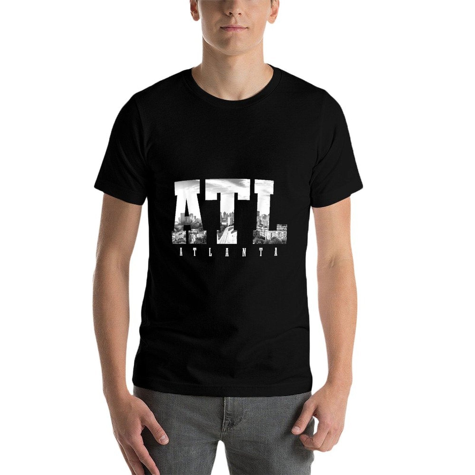 ATL Atlanta Skyline Pride Black  White Vintage Georgia  High-quality Stitching T-Shirt