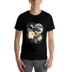 Three Bald Eagle Moon Meme Funny American Bird Eagles Lover  Eco-friendly Material T-Shirt