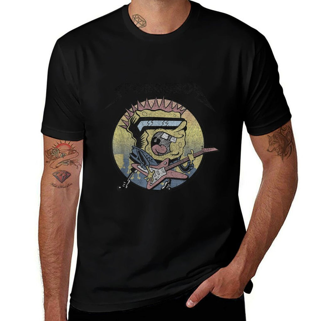 SpongeBob SquarePants Heavy Metal Rock  Rolled Sleeves T-Shirt