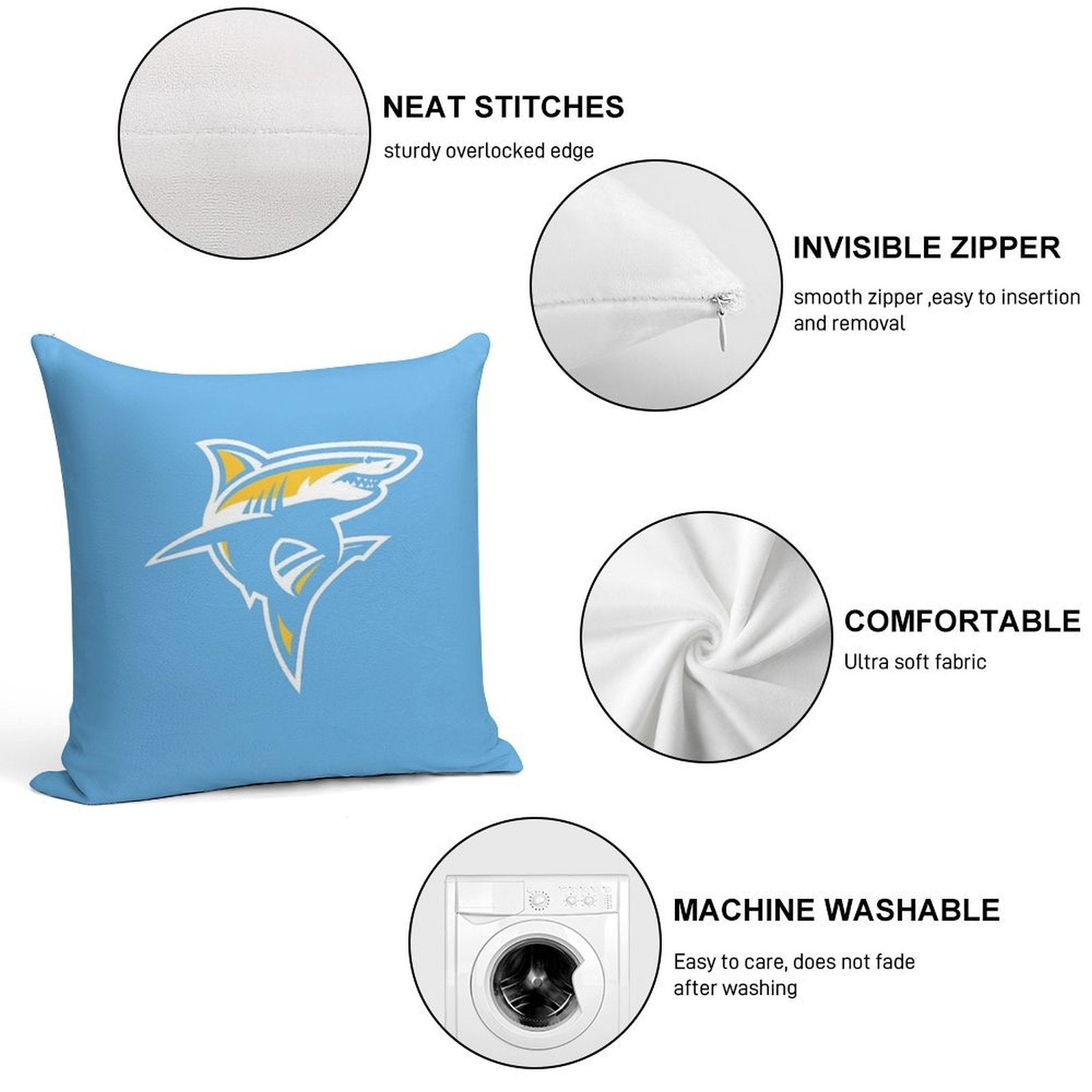 The Sharks LIU-icon Soft Shrink-Resistant Throw Pillow