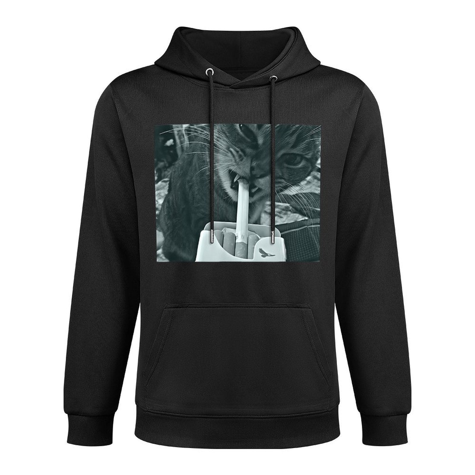 Cat Smoking Cigarette Shrink-Resistant Hoodie