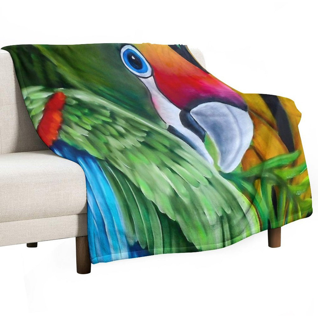 Tropical Green Parrot Shrink-resistant Throw Blanket