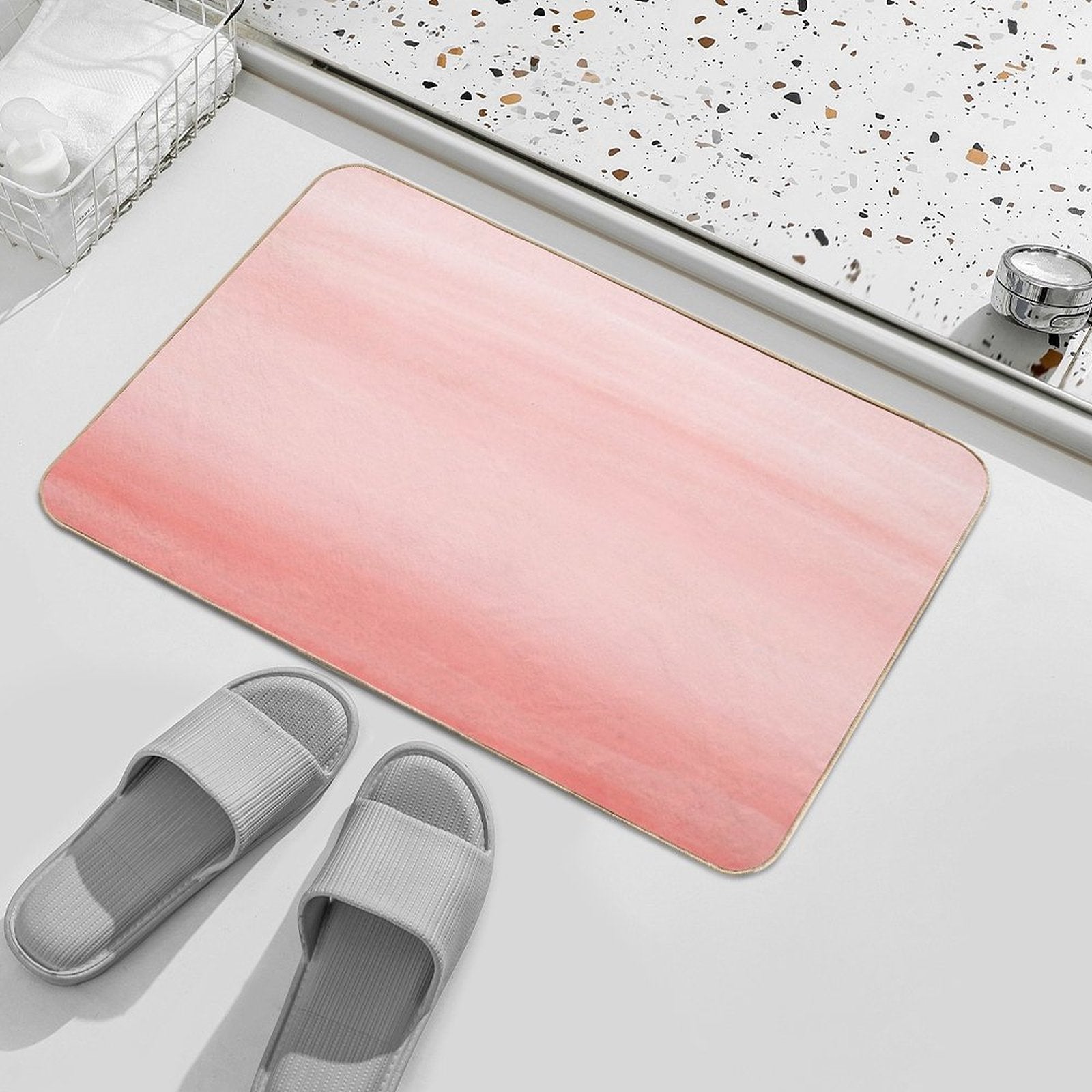 Touching Living Coral Watercolor Abstract #1 #painting #decor #art  Absorbent Bath Mat