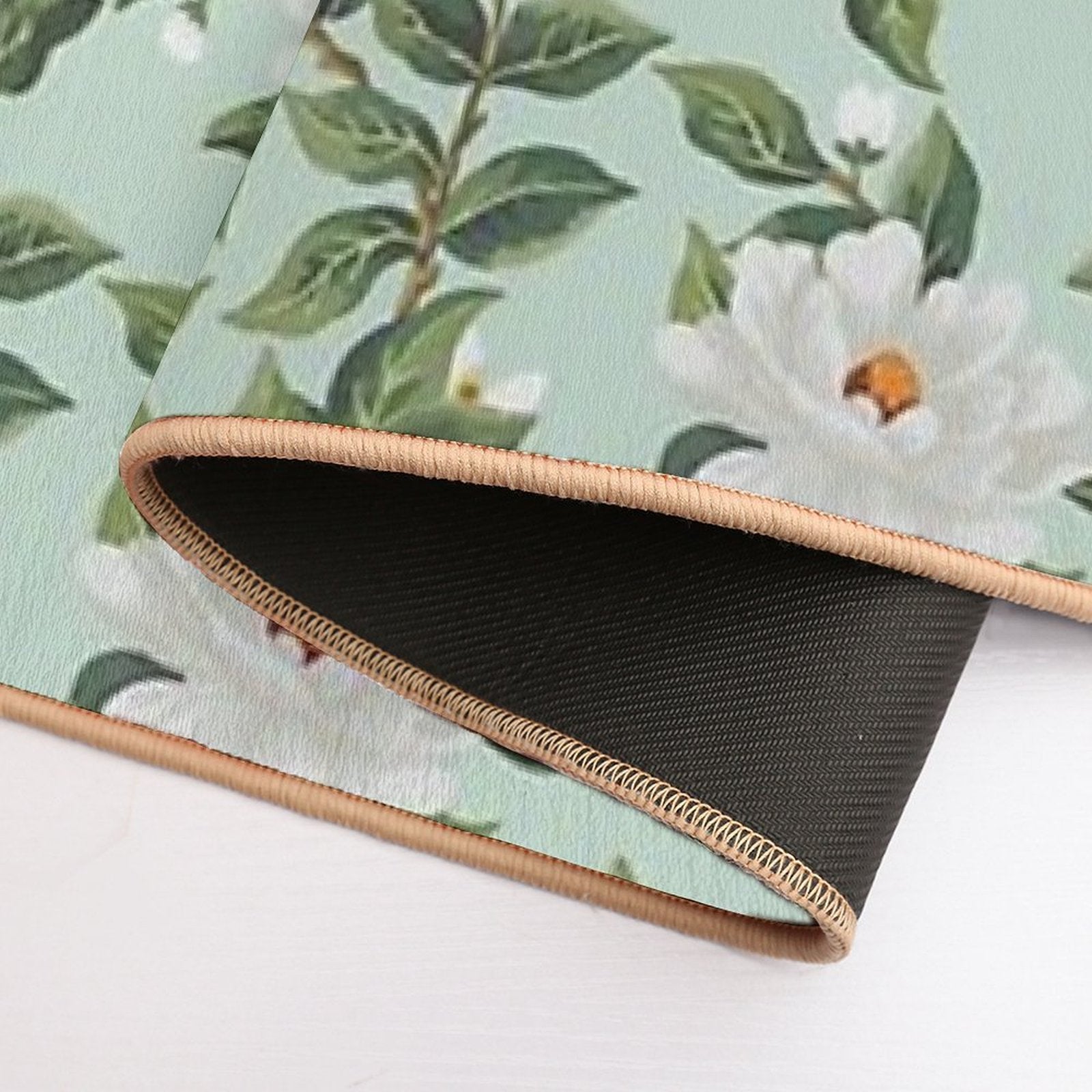 Cottage Floral - Mint Green  Stain-Proof Bath Mat