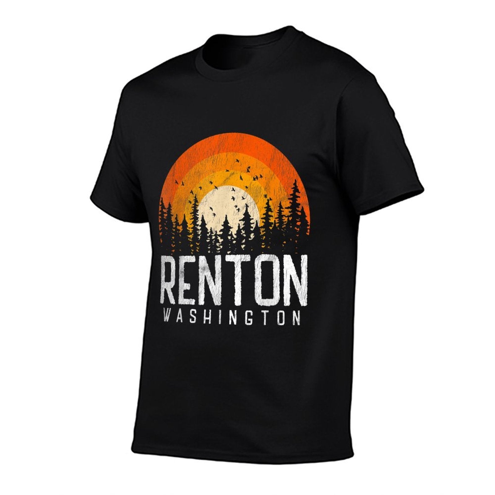 Renton Washington WA Retro 70s 80s 90s Vintage Gift  Ribbed Collar T-Shirt