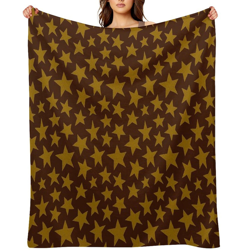 Bold Doodle Stars  Brown Machine-washable Throw Blanket