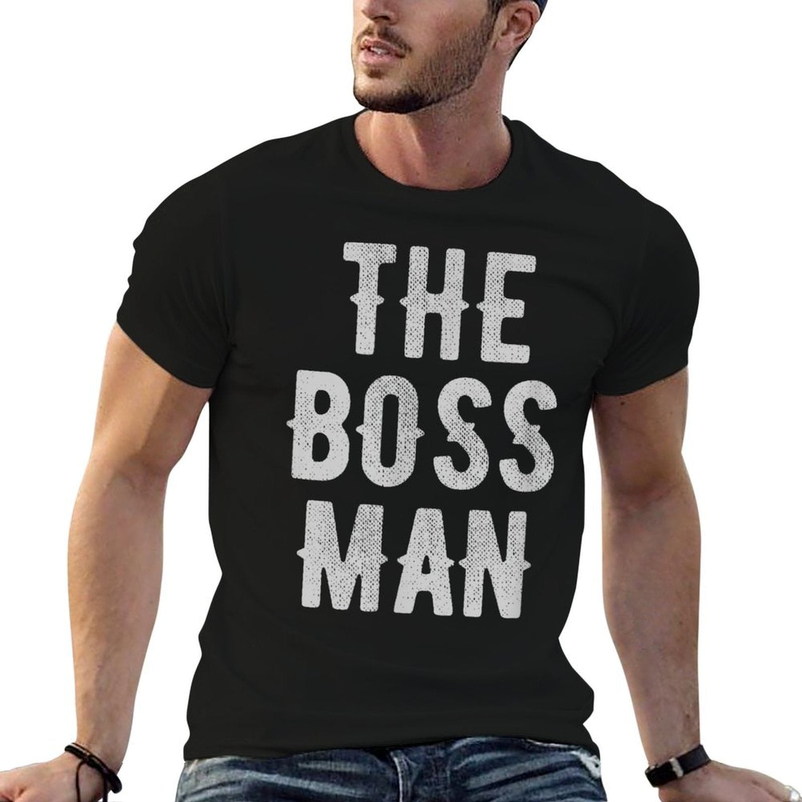 People Who Laugh Collective Boss Man, Mens, Unisex-Adults,,, Black, Small  Cotton T-Shirt
