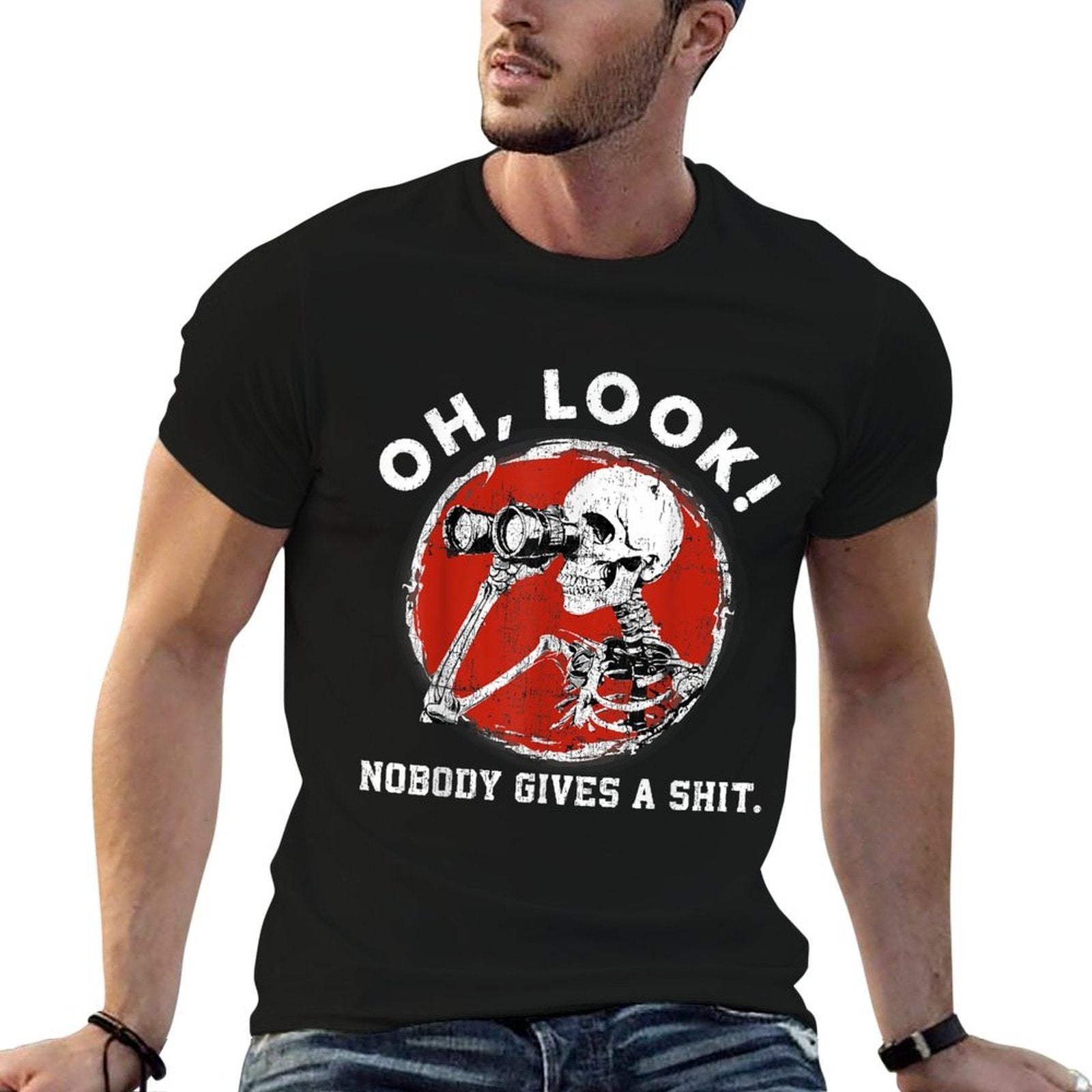 Oh Look Nobody Gives A Skeleton Funny Generation X  Stretchy T-Shirt