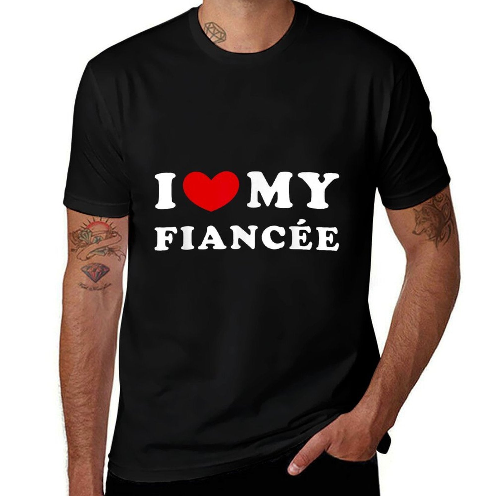 I Love My Fiancée, I Heart My Fiancée  Cotton T-Shirt