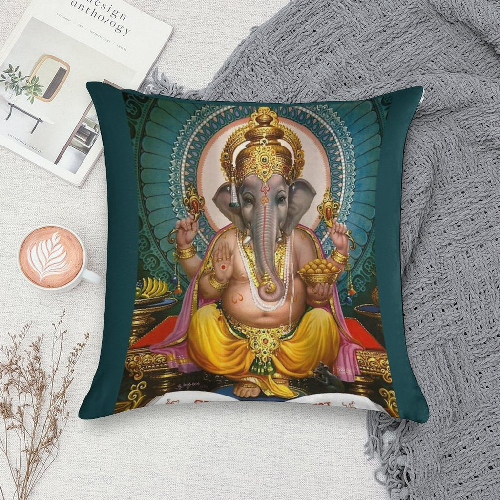 Lord Ganesha Indian Hindu Oriental Art Spiritual Soft Ultra-Soft Texture Throw Pillow