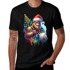 Baseball Bigfoot Christmas Xmas Sasquatch Baseball  Summer-ready Fabric T-Shirt
