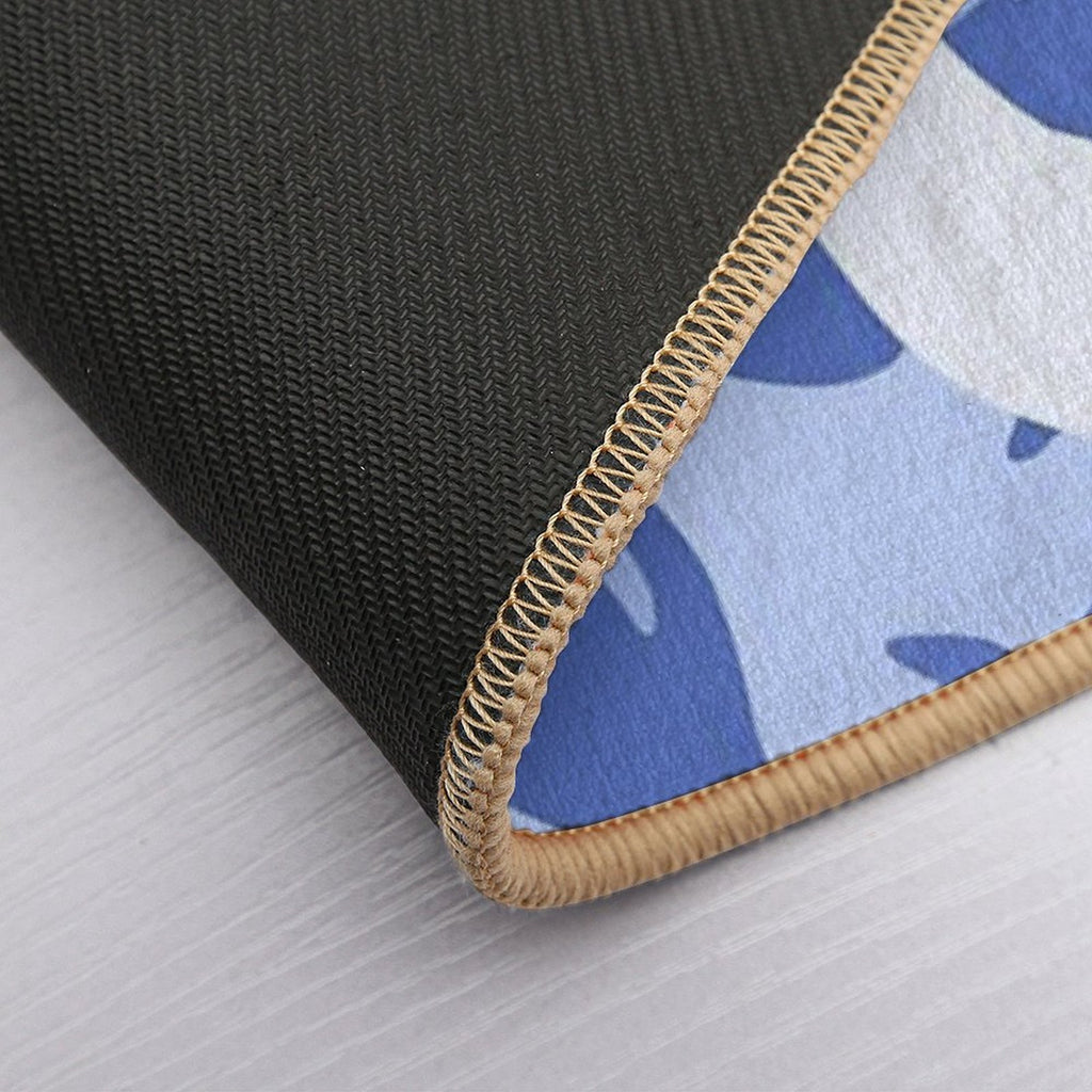 Swirly Blue Retro Splash  Slip-Resistant Bath Mat