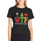 Christmas WTF Wine Trees Family Santa Christmastree Premium Tri-Blend  Trendy Pattern T-Shirt