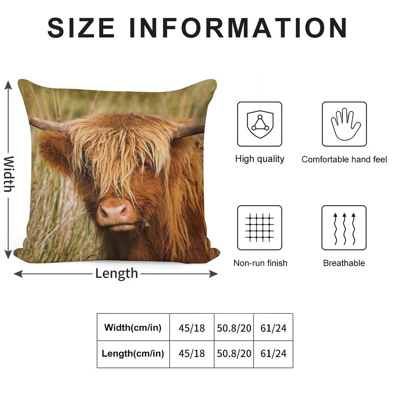 Highland Cow Soft Luxury Feel Throw Pillow