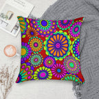 Flower Power Retro Style Hippy Flowers Soft Luxury Feel Throw Pillow