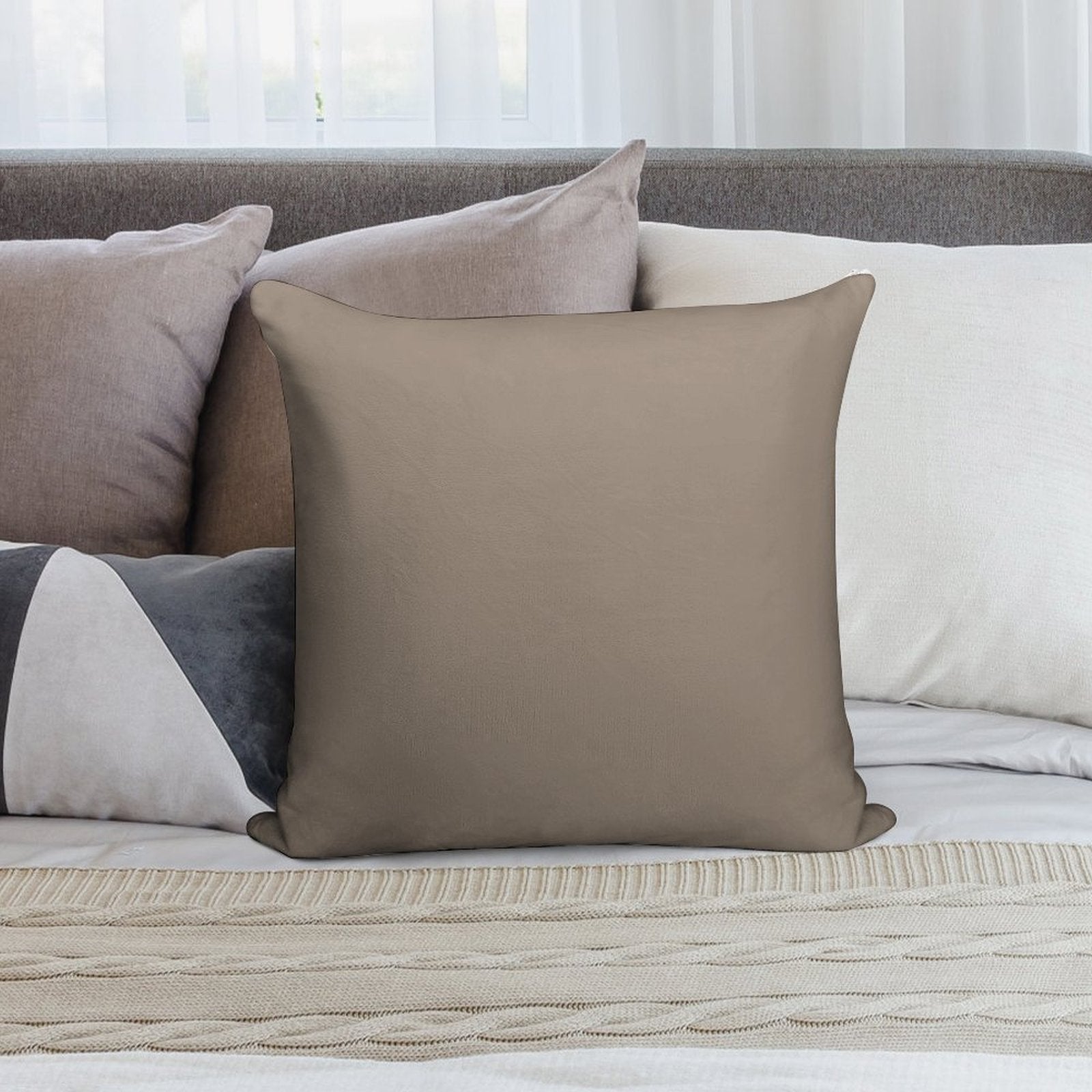 Plain Neutral Shade, A Taupe Shade, Trend Forecast Nutmeg Shade. Soft Luxury Feel Throw Pillow
