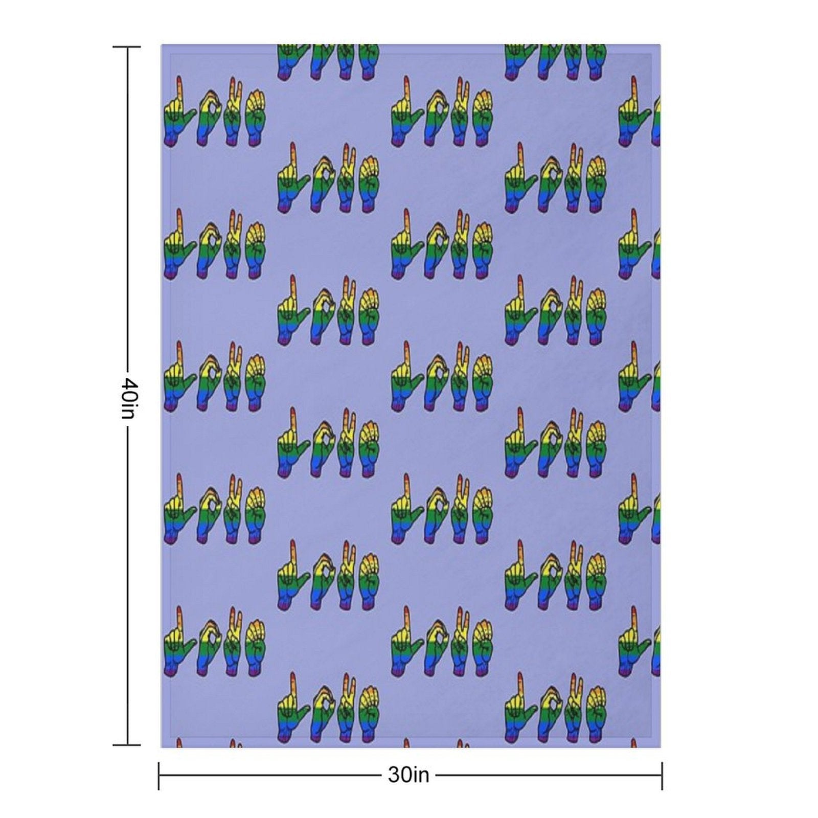 Rainbow LOVE ASL Hands Sustainable Throw Blanket