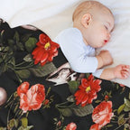 Skull And Floral Pattern Multi-functional Throw Blanket