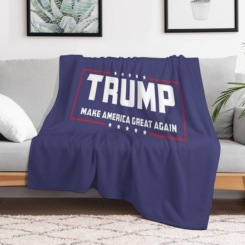 Trump Make America Great Again Logo Blue Shrink-resistant Throw Blanket
