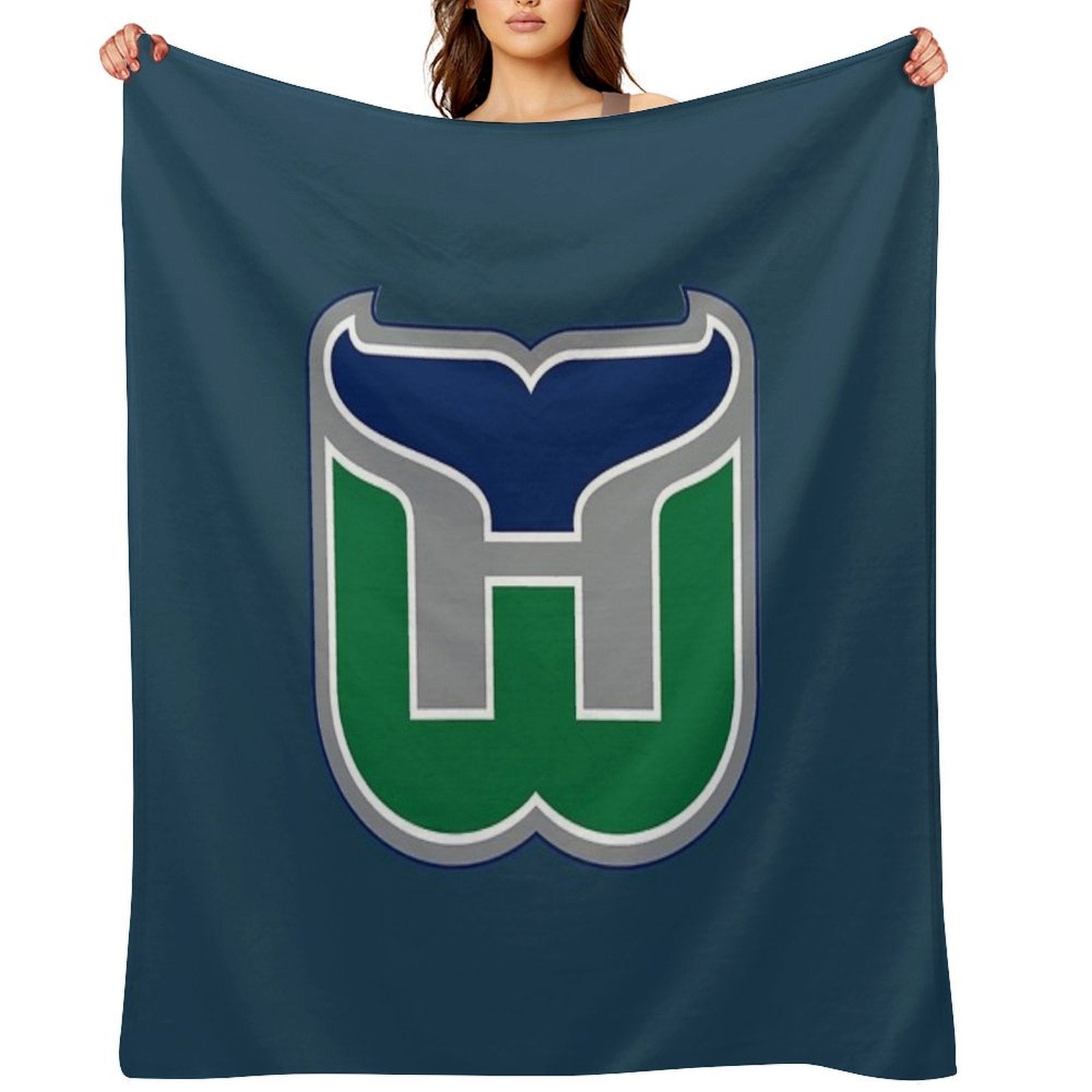 Vintage Hartford Hockey  Retro Whalers Sustainable Throw Blanket