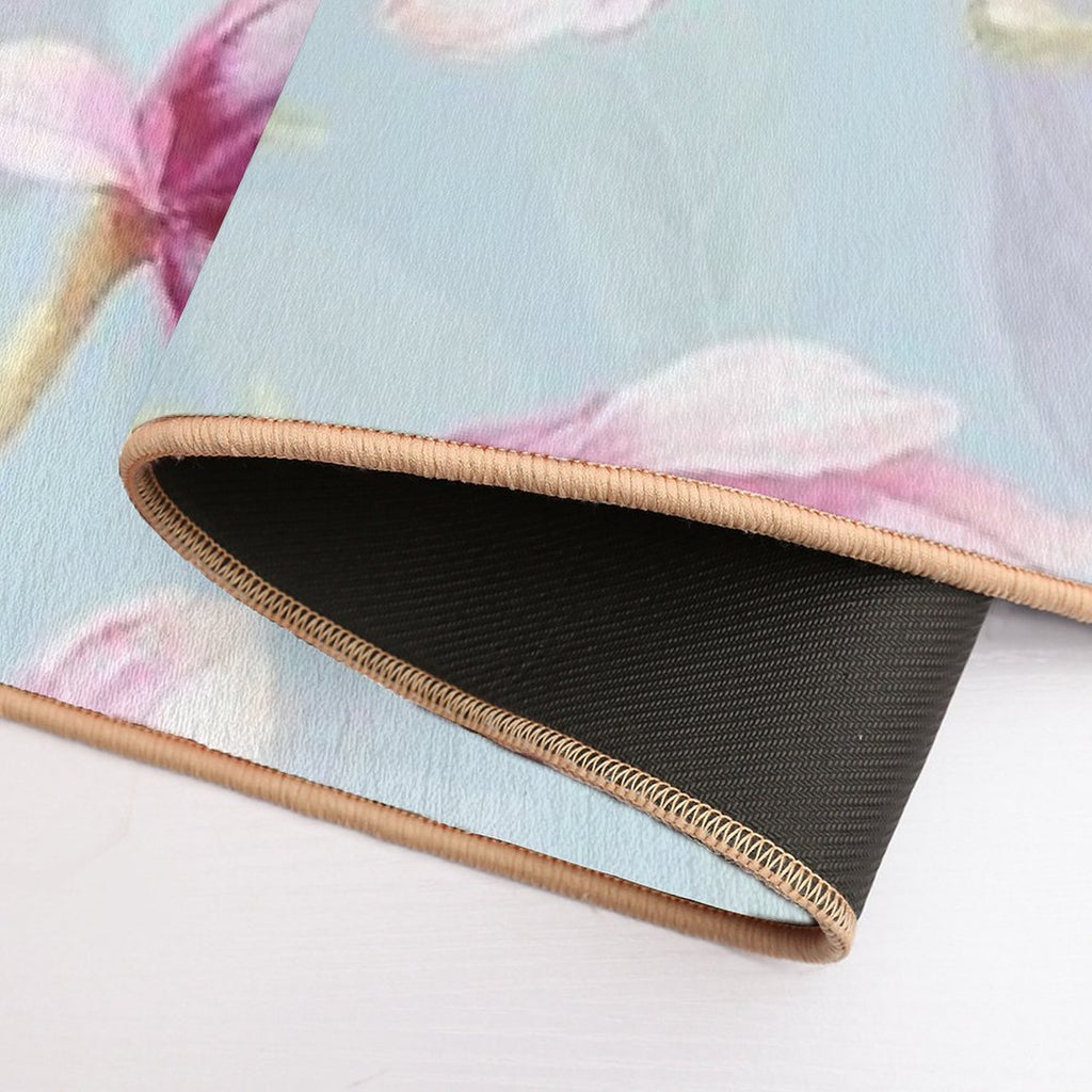 Vintage Magnolias Light Blue Botanical Garden Pattern  Toxin-Free Bath Mat