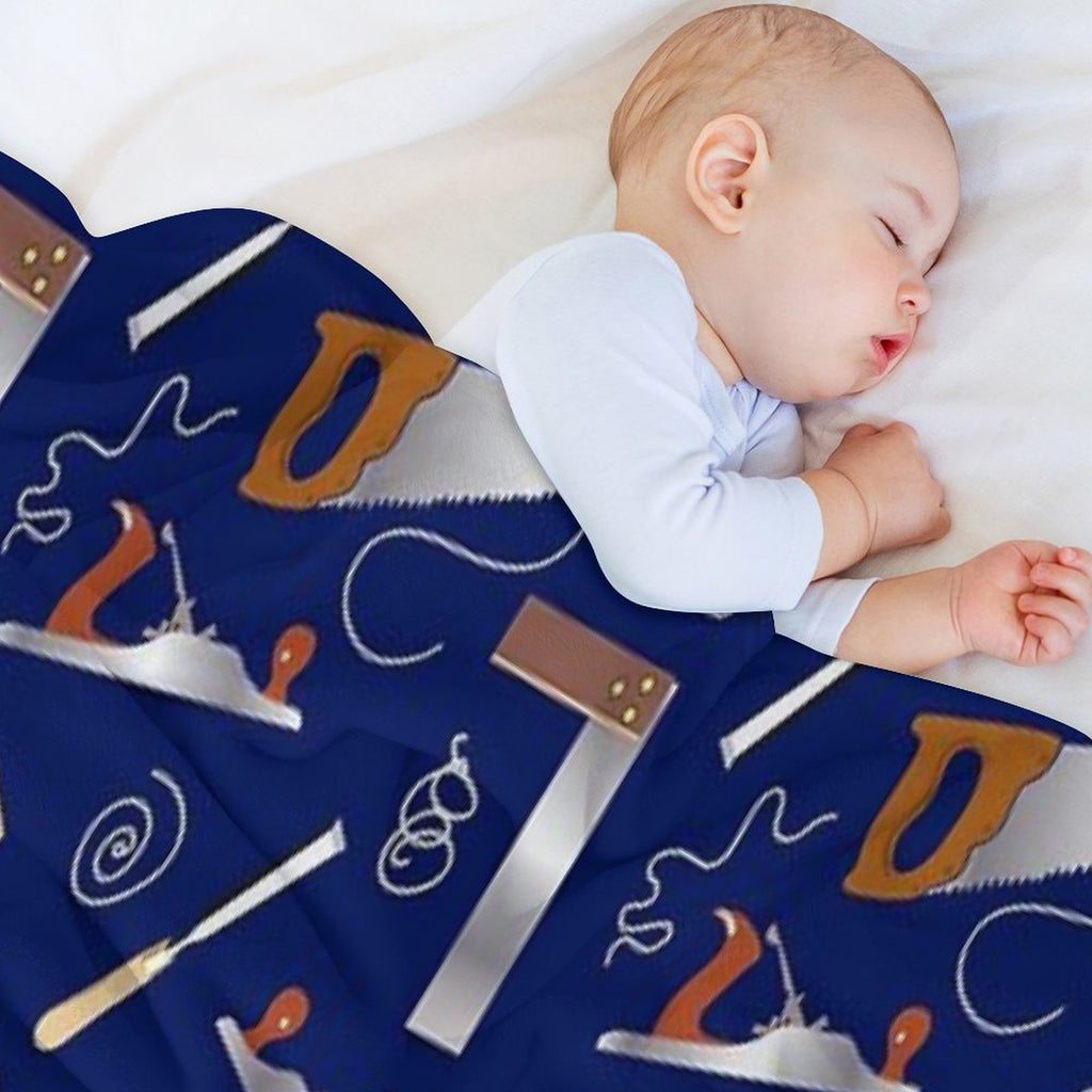 Carpenter's Toolkit Illustrated Pattern  Woodworking Tools Versatility Throw Blanket