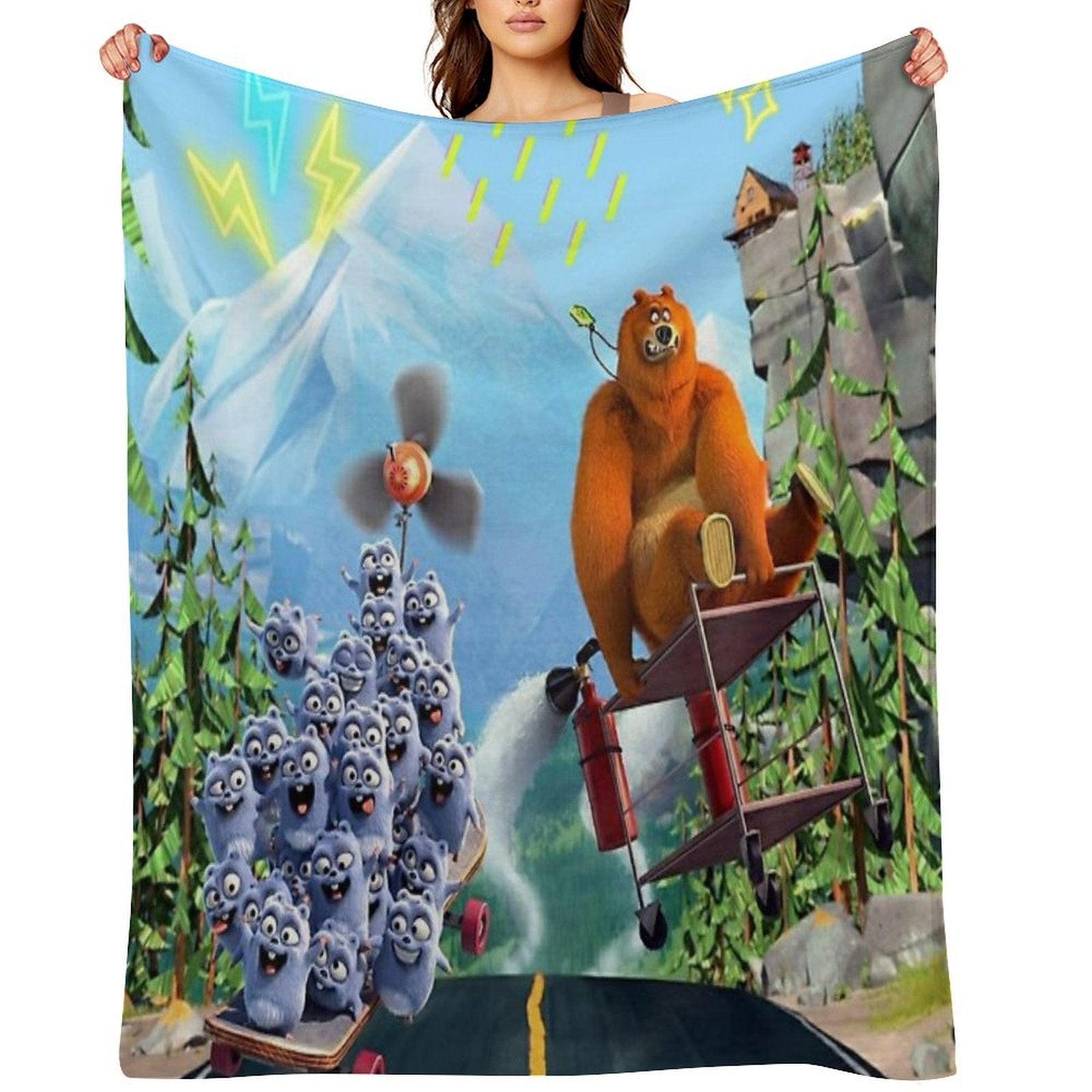 Funny Grizzy And The Lemmings,movies for Kids Gift-ready Throw Blanket