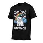 Oddly Specific Meme Stomach Ache Funny Black Tummy Ache Survivor Cat  Vintage-inspired T-Shirt