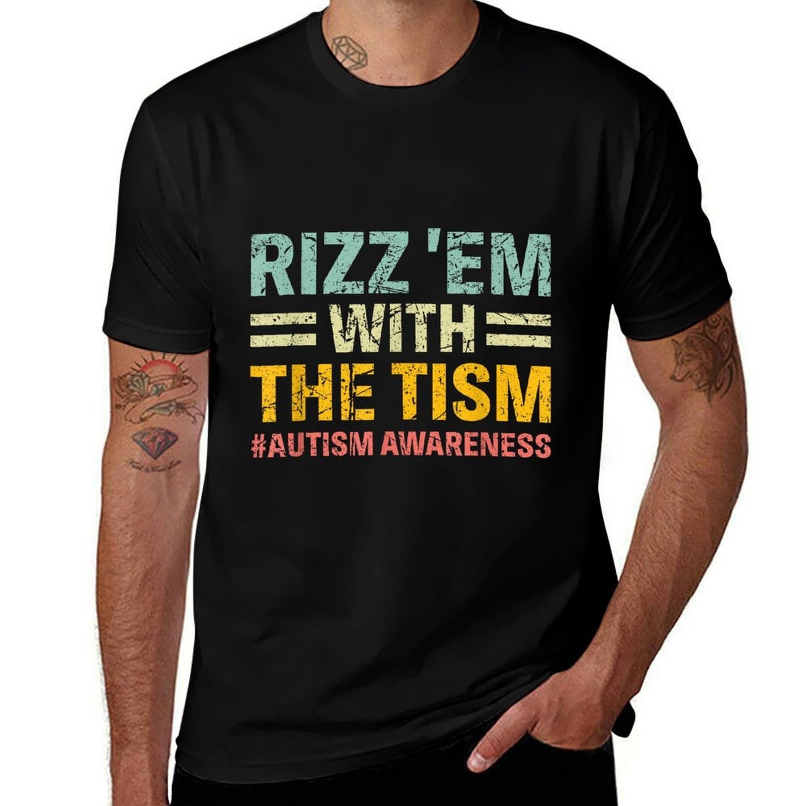 Rizz Em with The Tism Funny Autism Awareness Kids Women Men  Wrinkle-resistant T-Shirt