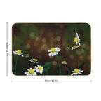 White Flowers  Easy Maintenance Bath Mat