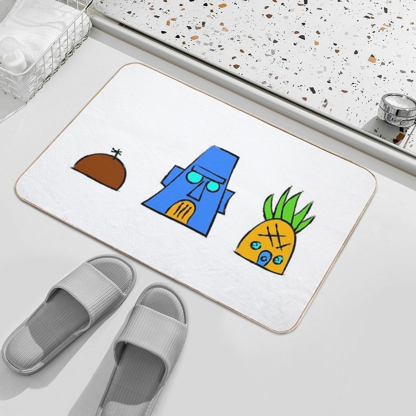 Sponge Bob House, Squidward House, Patrick House, Doodle House  Easy To Clean Bath Mat