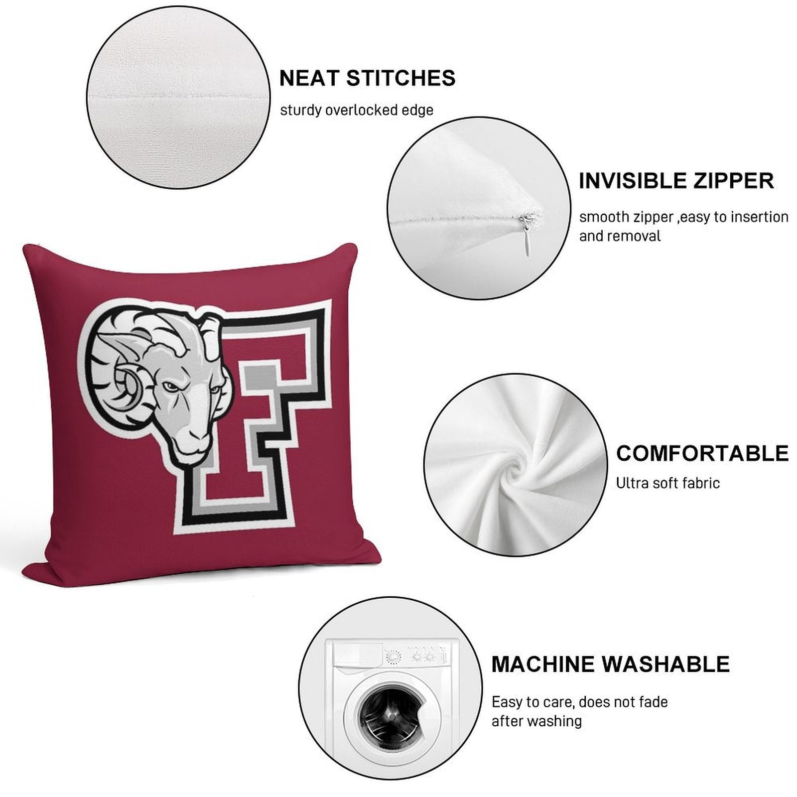 Fordham Rams Soft Short Plush Fabric Throw Pillow