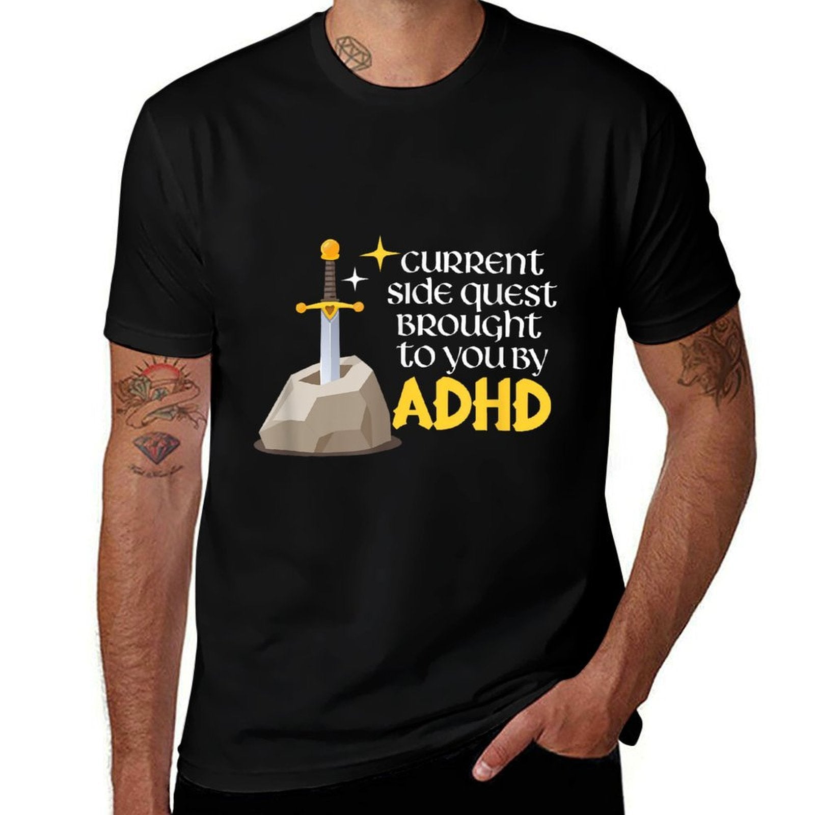 Current Side Quest Brought To You By ADHD Gamer RPG Meme  Slim-fit Cut T-Shirt