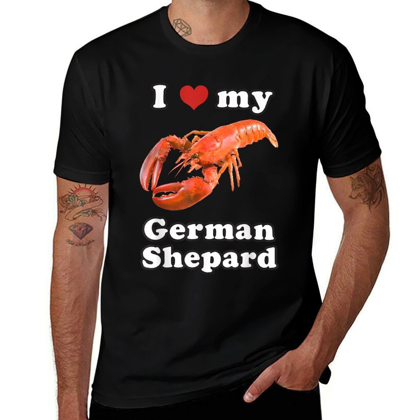 I Love My German Shepard Lobster  Moisture-wicking T-Shirt