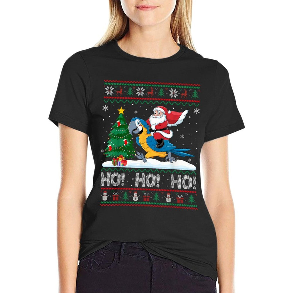 Xmas Tree Lighting Santa Riding Parrot Christmas  Soft T-Shirt