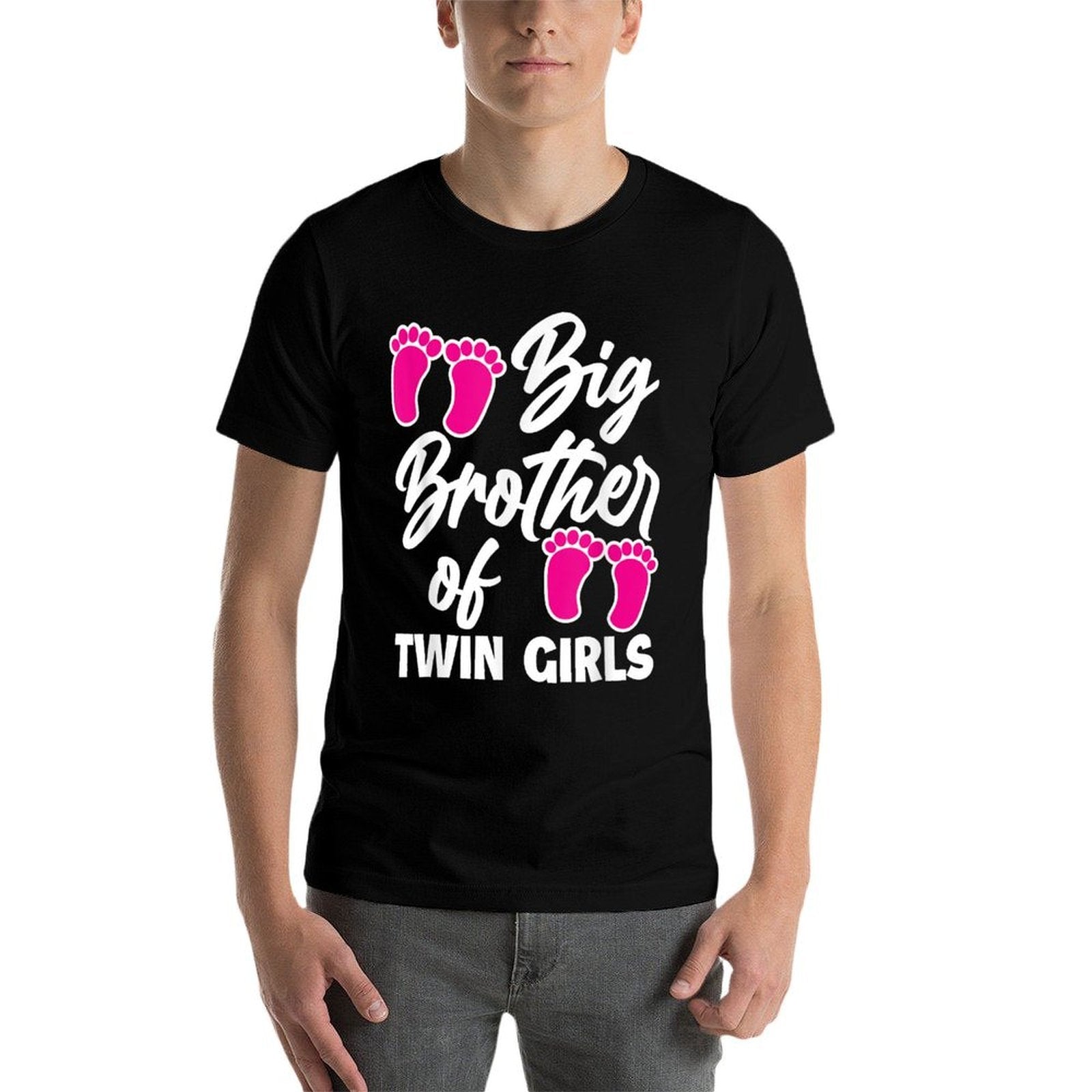 Big Brother Of Twin Girls New Brother Sibling Funny Twins  Stretchy T-Shirt