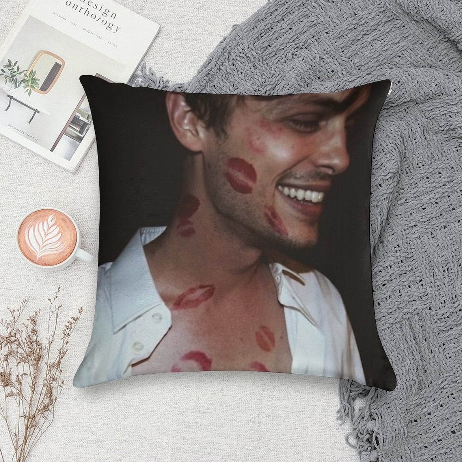 Matthew Gray Gubler Lipstick Stains Soft Skin-Friendly Throw Pillow