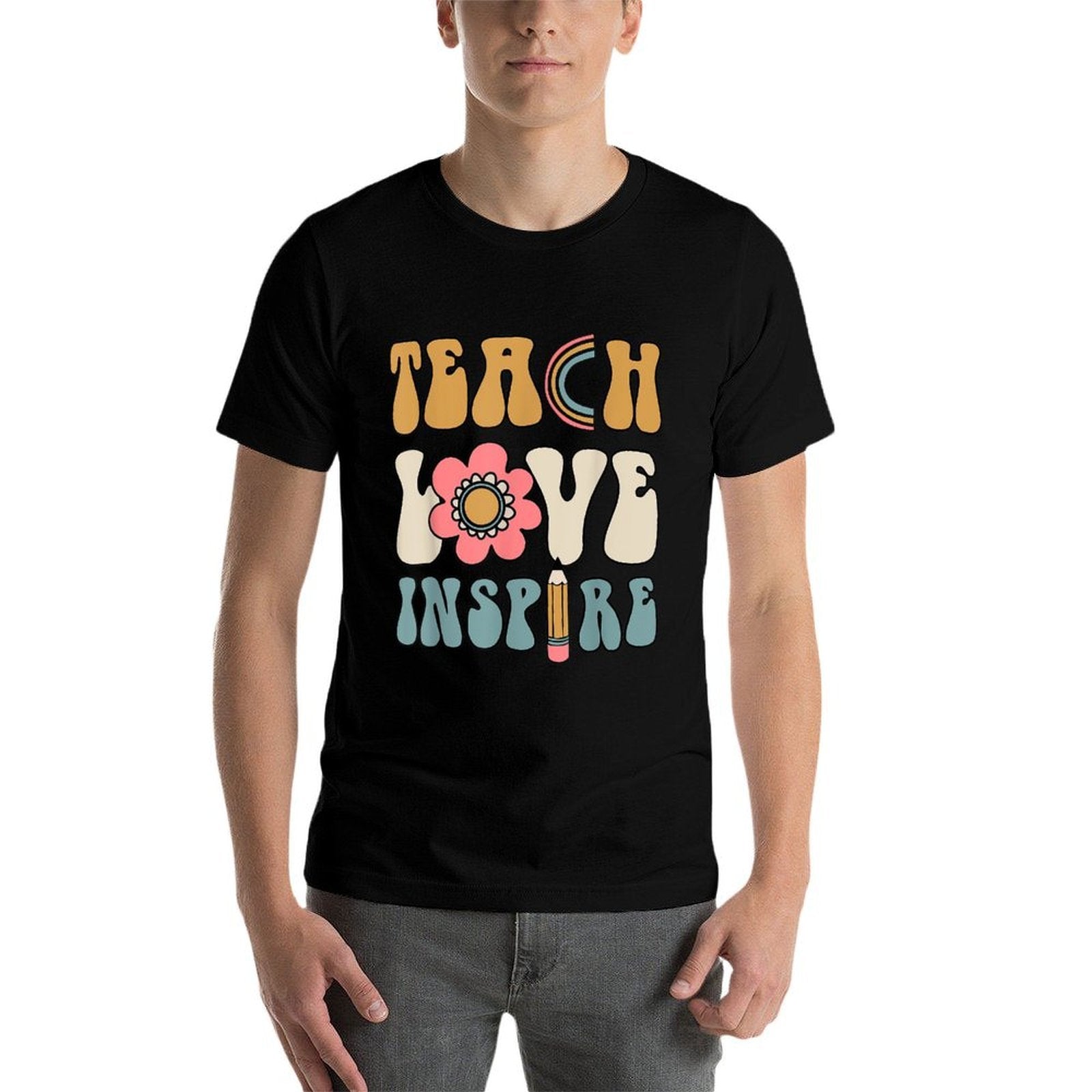 TEACH LOVE INSPIRE Back to School Cute Teacher Men Women  Breathable T-Shirt